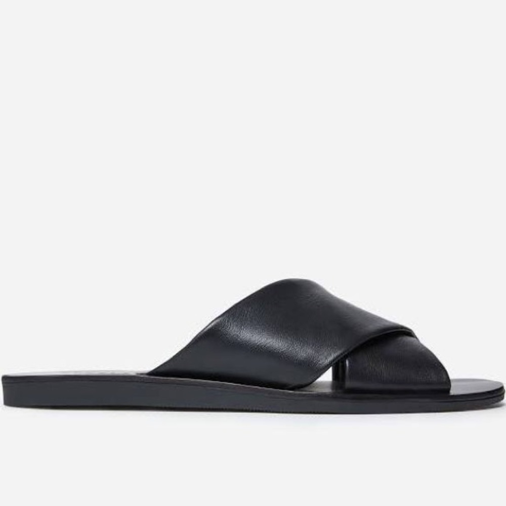 Aqua black flat sandals